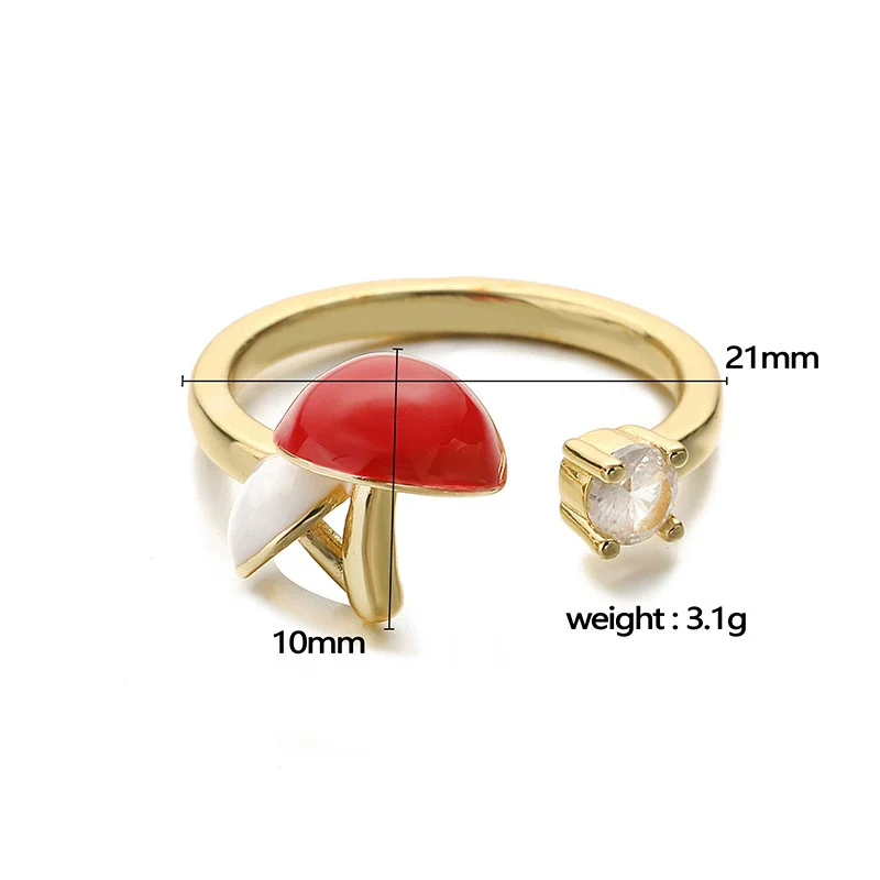 Wholesale Mushroom Ring Copper Dripping Oil Fruit Pattern For Women - Image 2