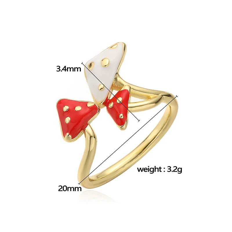 Wholesale Mushroom Ring Copper Dripping Oil Fruit Pattern For Women - Image 3