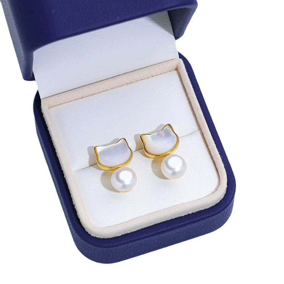 Wholesale Natural Animal Zodiac Style Pearl Inlaid 925 Silver Stud Earrings With Freshwater Pearl - Image 5
