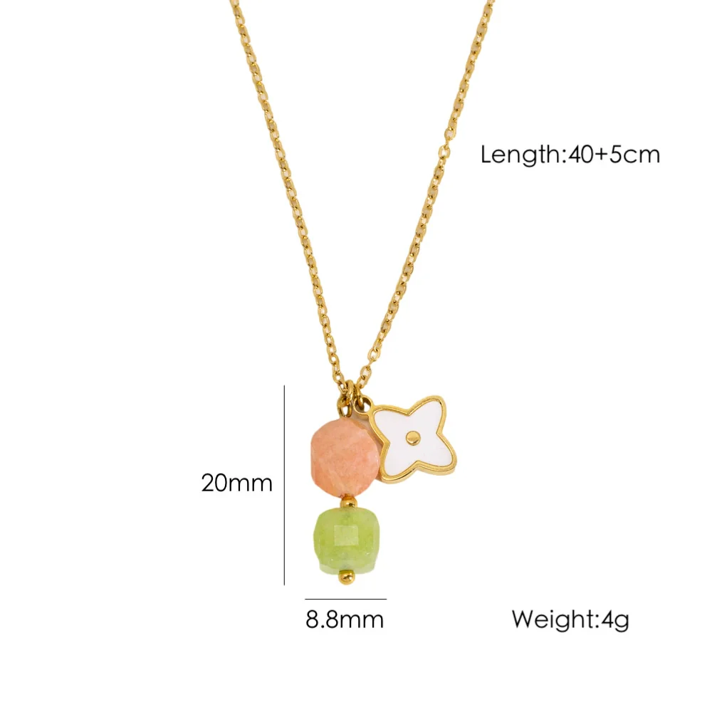 Wholesale Natural Stone Pendant Necklace Stainless Steel Geometric Simple Set With Gemstones For Women - Image 14