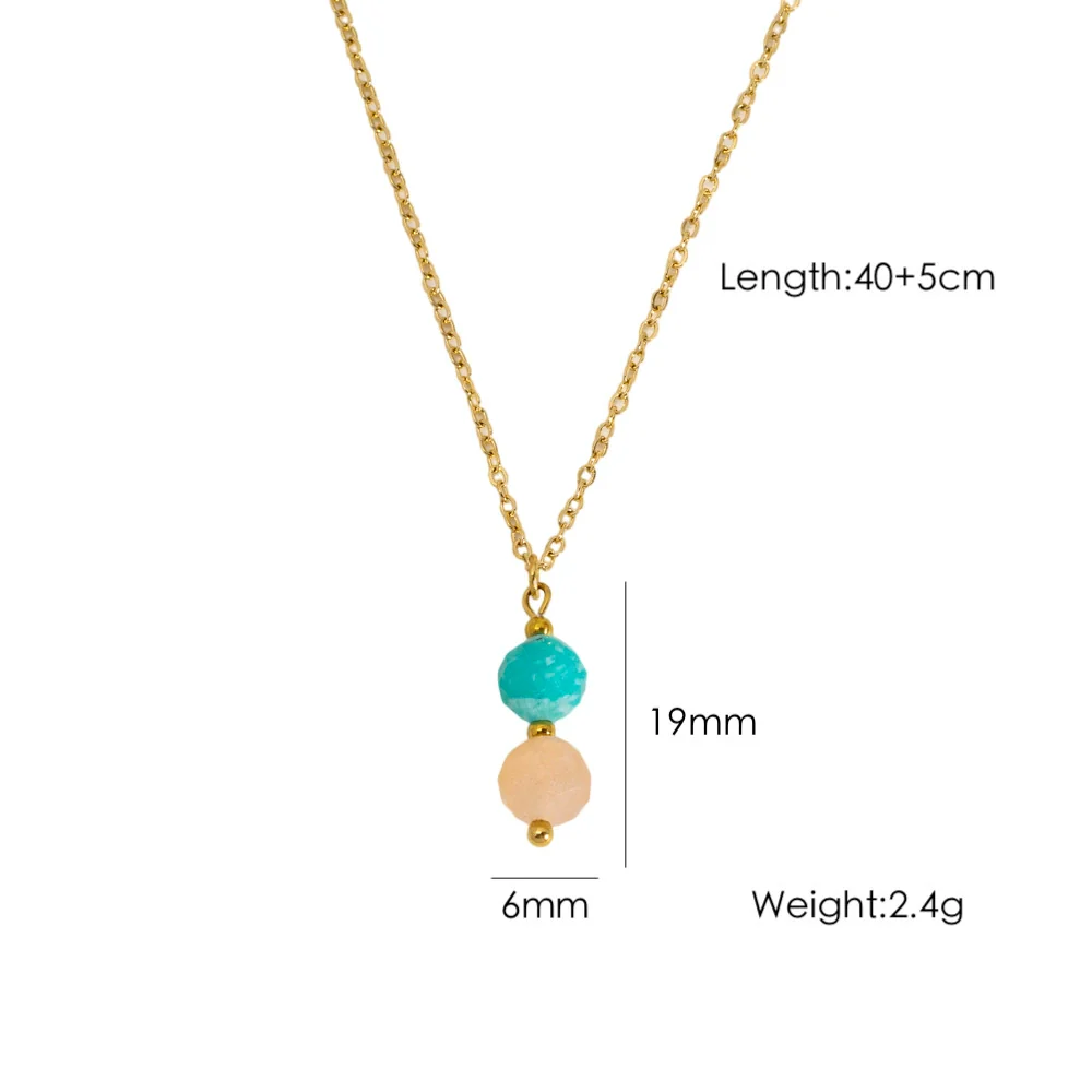 Wholesale Natural Stone Pendant Necklace Stainless Steel Geometric Simple Set With Gemstones For Women - Image 5