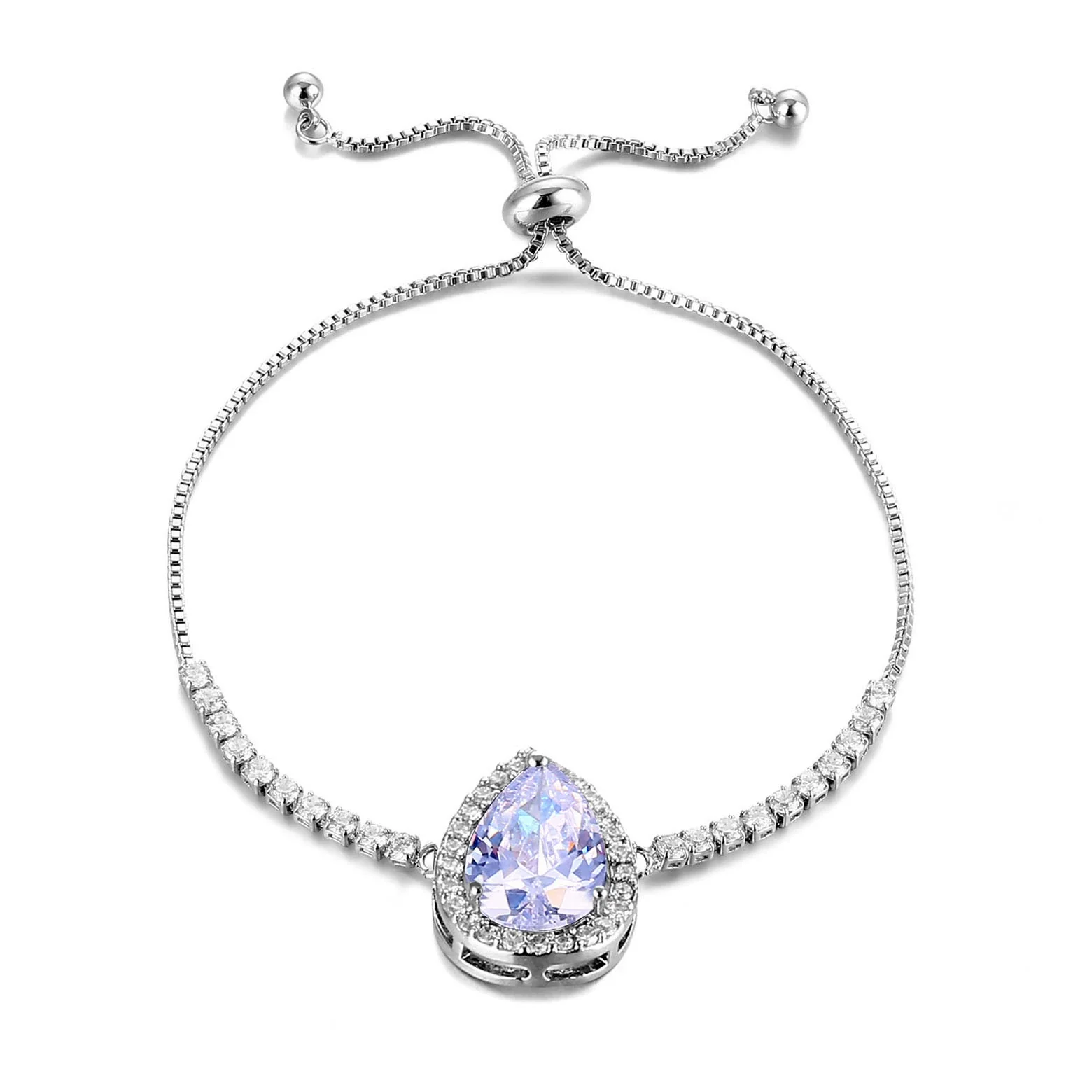 Wholesale Natural Style Drop Shape Environmental Protection Copper Electroplating Women's Zircon Bracelet - Image 2