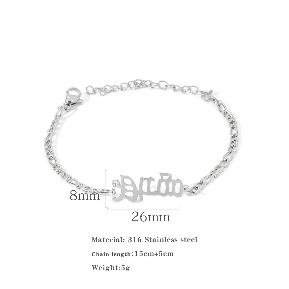 Wholesale Natural Style Twelve Constellations And Ancient English Letters Titanium Steel Bracelets With Electroplating - Image 28