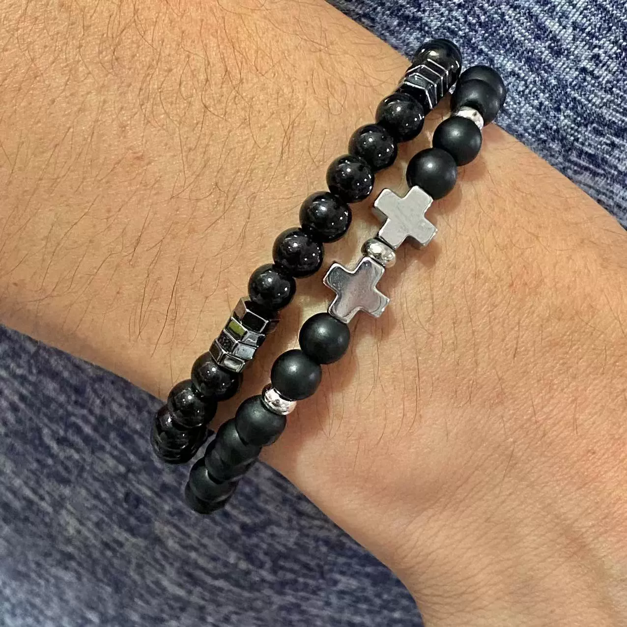 Wholesale Natural Wooden Beads And Copper Inlaid Zircon Beaded Bracelet Set Geometric Handmade Unisex - Image 14