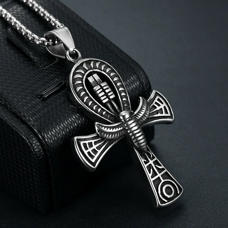 Wholesale Nautical Cross Pendant Necklace Retro Style Titanium Steel Square Pearl - Image 2