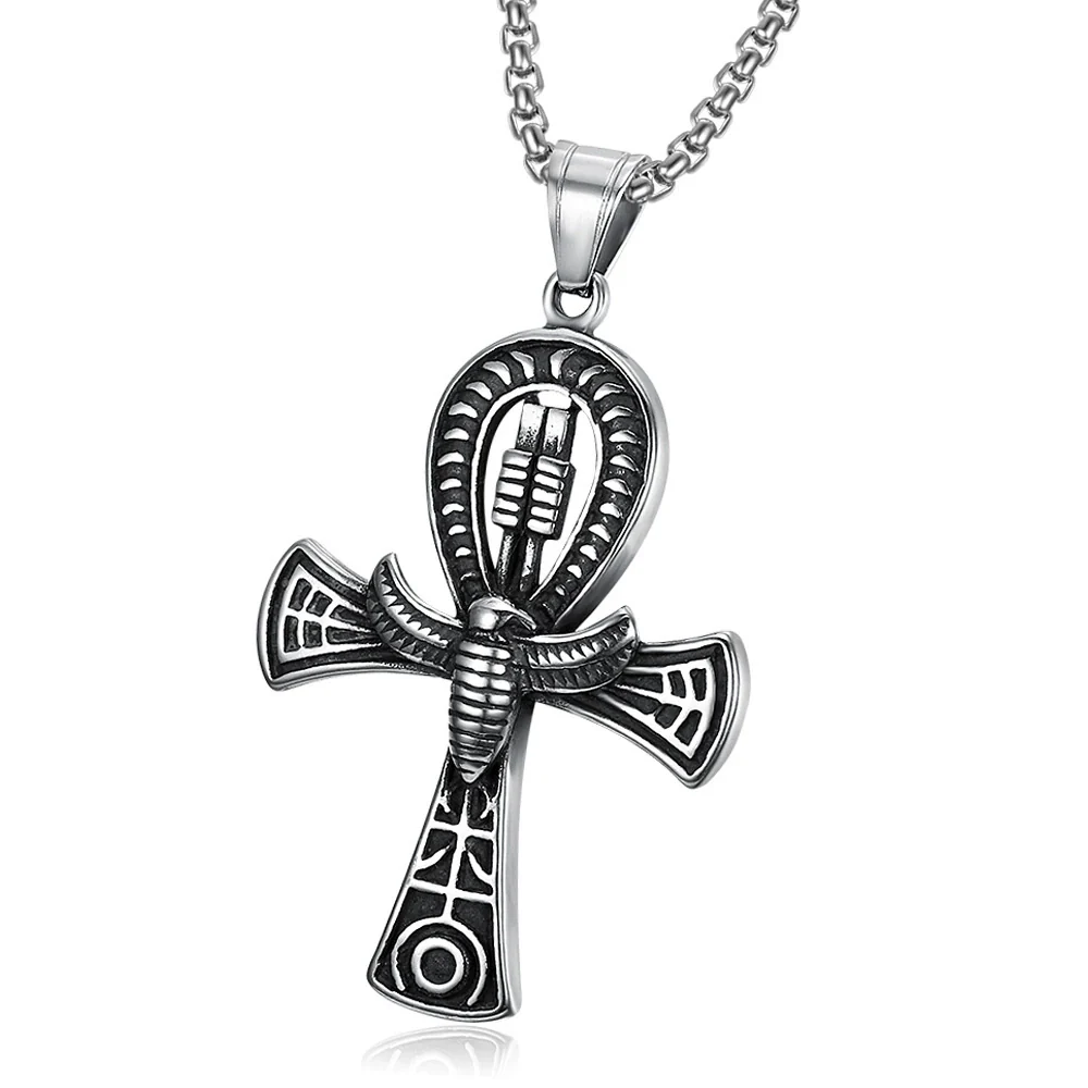 Wholesale Nautical Cross Pendant Necklace Retro Style Titanium Steel Square Pearl - Image 5