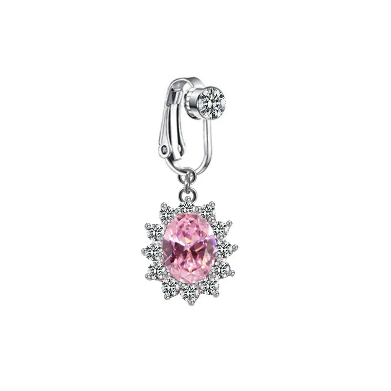 Wholesale Navel Clip Ear Clip Jewelry Stainless Steel Heart Shape Diamond Alloy Inlaid Artificial Gem Semiprecious Stone Unisex - Image 3