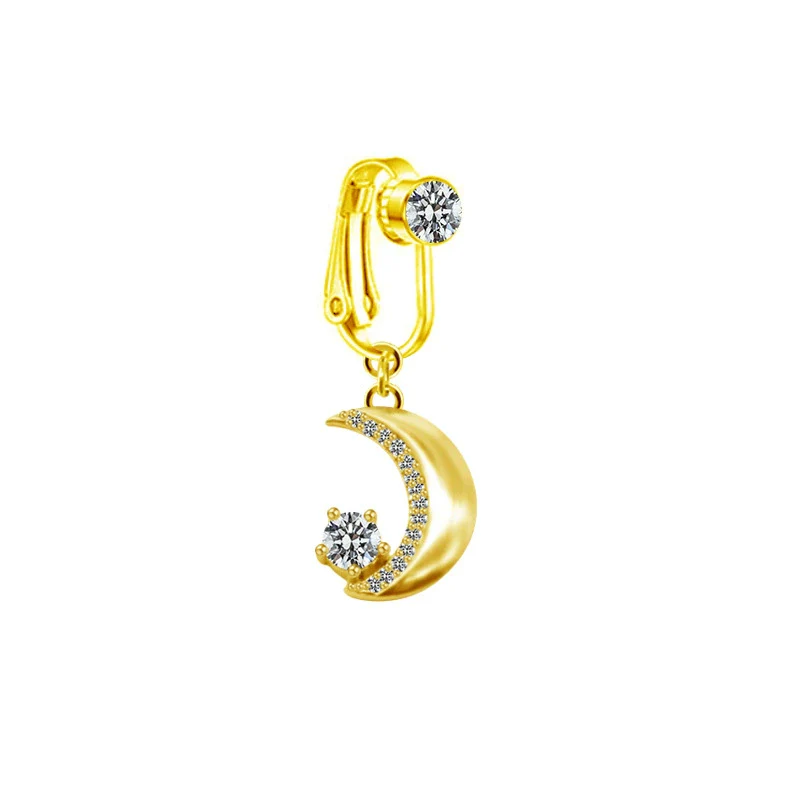 Wholesale Navel Clip Ear Clip Jewelry Stainless Steel Heart Shape Diamond Alloy Inlaid Artificial Gem Semiprecious Stone Unisex - Image 4