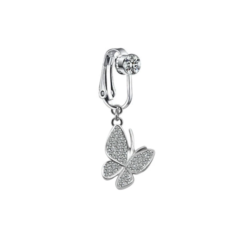 Wholesale Navel Clip Ear Clip Jewelry Stainless Steel Heart Shape Diamond Alloy Inlaid Artificial Gem Semiprecious Stone Unisex - Image 5