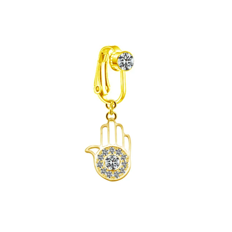 Wholesale Navel Clip Ear Clip Jewelry Stainless Steel Heart Shape Diamond Alloy Inlaid Artificial Gem Semiprecious Stone Unisex - Image 9