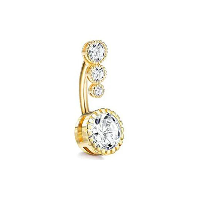 Wholesale Navel Ring Stainless Steel Inlaid Zircon With Heart Pattern And Electroplating Treatment Unisex - Image 10
