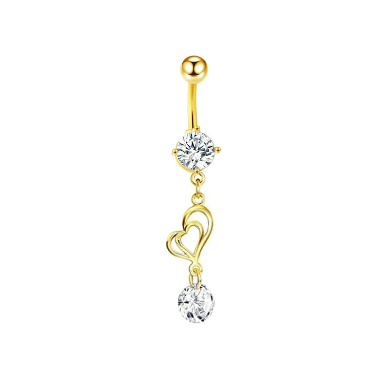 Wholesale Navel Ring Stainless Steel Inlaid Zircon With Heart Pattern And Electroplating Treatment Unisex - Image 13