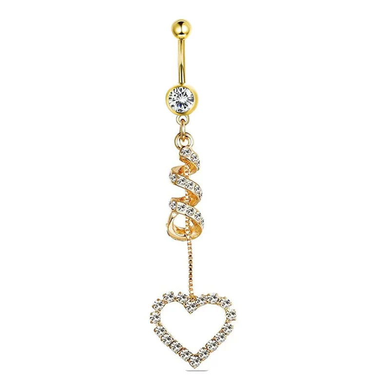 Wholesale Navel Ring Stainless Steel Inlaid Zircon With Heart Pattern And Electroplating Treatment Unisex - Image 14