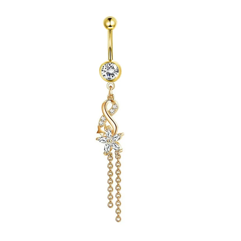 Wholesale Navel Ring Stainless Steel Inlaid Zircon With Heart Pattern And Electroplating Treatment Unisex - Image 15