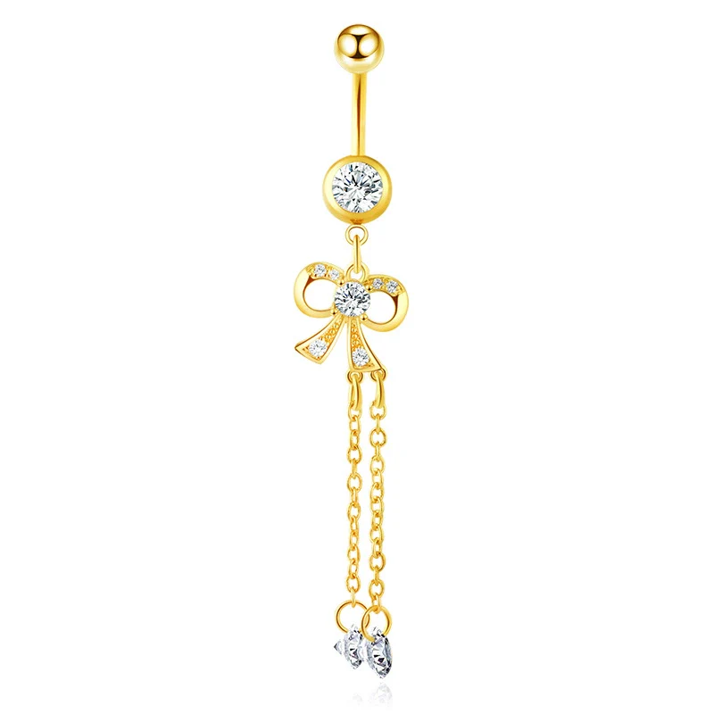 Wholesale Navel Ring Stainless Steel Inlaid Zircon With Heart Pattern And Electroplating Treatment Unisex - Image 21