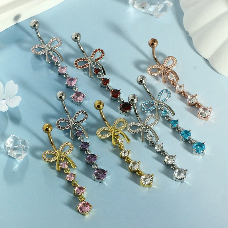 Wholesale Navel Rings Stainless Steel Bowknot Electroplated Body Piercing Jewelry Unisex - Image 2