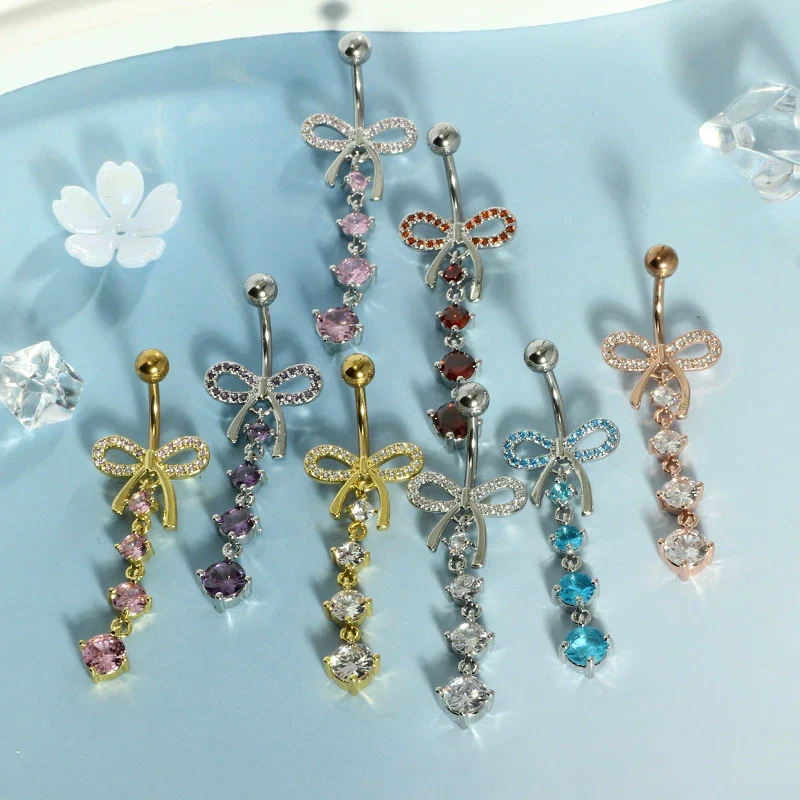 Wholesale Navel Rings Stainless Steel Bowknot Electroplated Body Piercing Jewelry Unisex - Image 3