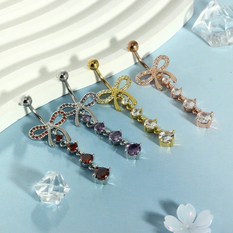 Wholesale Navel Rings Stainless Steel Bowknot Electroplated Body Piercing Jewelry Unisex - Image 4