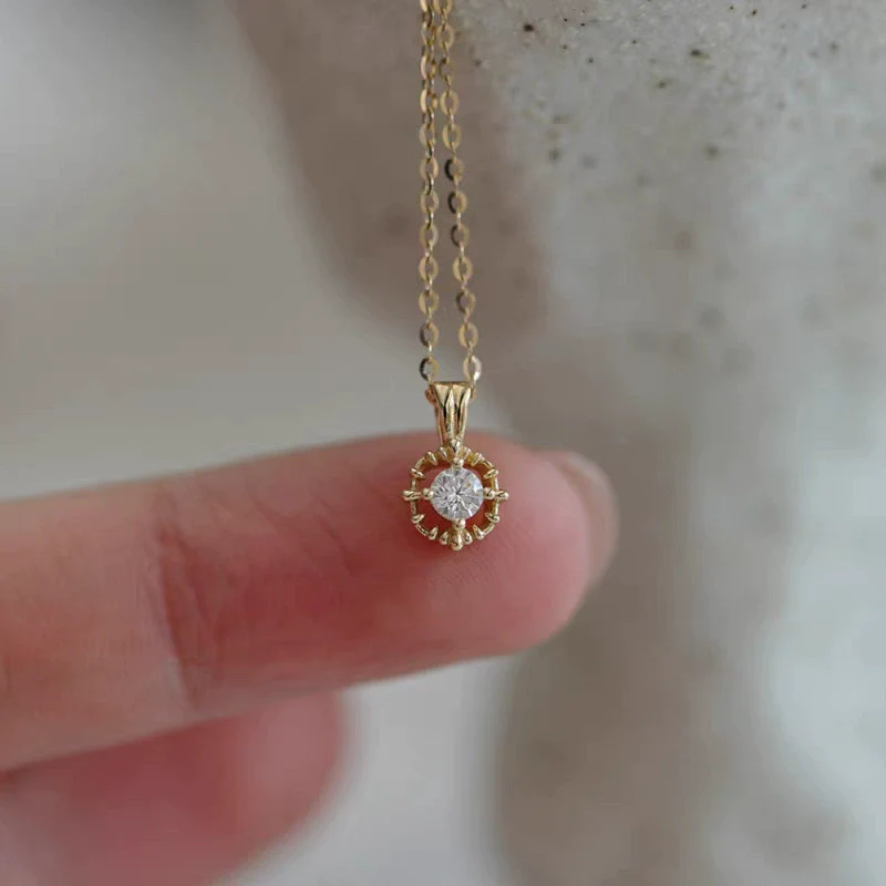 Wholesale Necklace 225 Silver Goldplated Geometric Cut Out Square Set With Zirconia O Word Chain For Women - Image 2