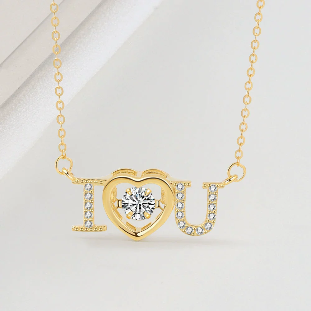Wholesale Necklace 925 Sterling Silver Beating Heart Pendant With Korean Letter Pattern Electroplated For Women