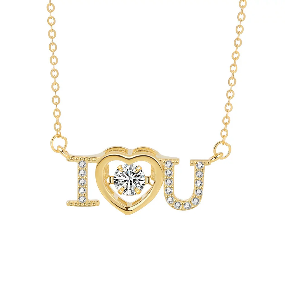 Wholesale Necklace 925 Sterling Silver Beating Heart Pendant With Korean Letter Pattern Electroplated For Women - Image 5