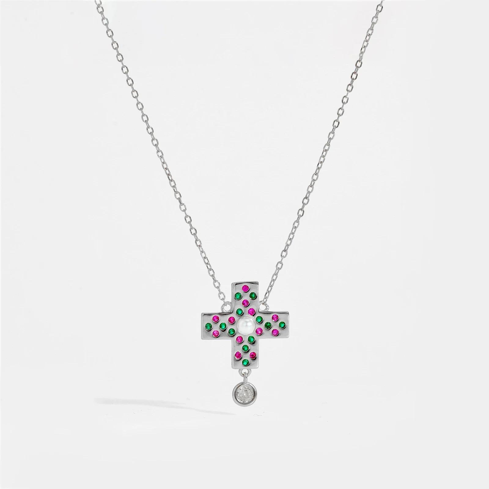 Wholesale Necklace 925 Sterling Silver Cross Zircon Electroplated Geometric Design For Women - Image 3