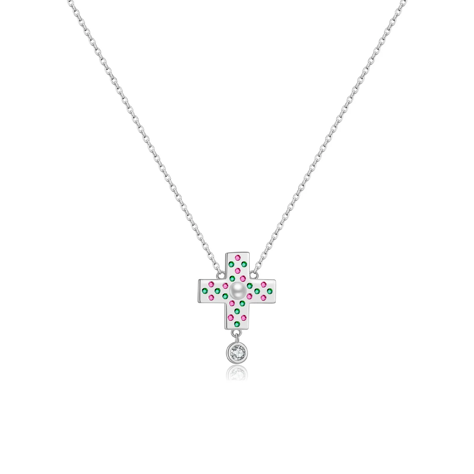 Wholesale Necklace 925 Sterling Silver Cross Zircon Electroplated Geometric Design For Women - Image 5
