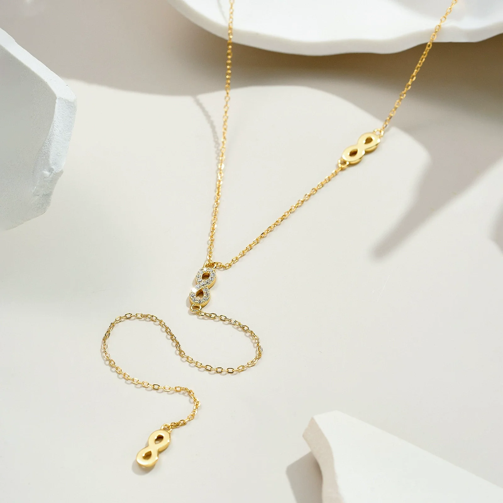 Wholesale Necklace 925 Sterling Silver Geometric Heart Long Tassel Electroplated Platinum 18K Gold Unisex - Image 4