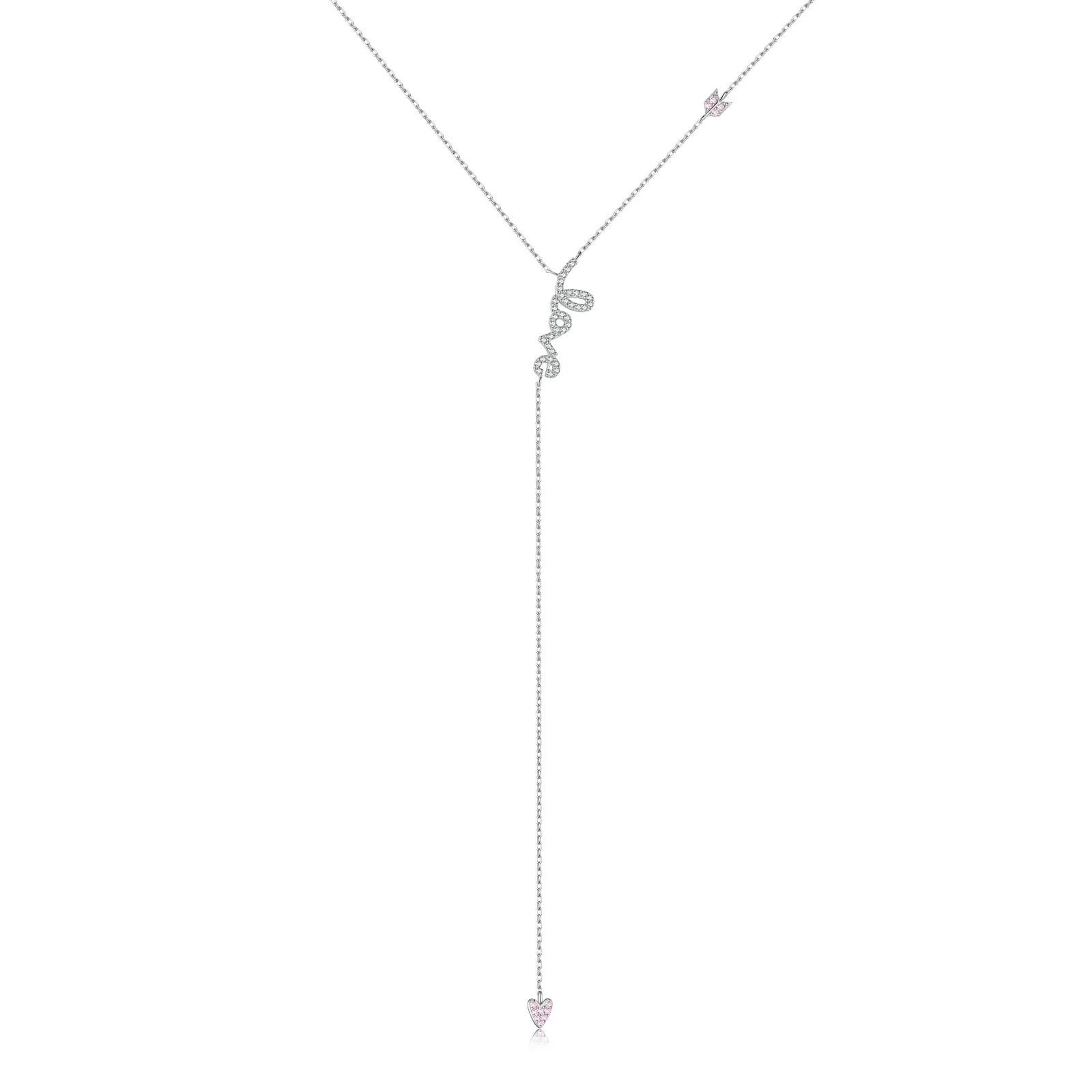 Wholesale Necklace 925 Sterling Silver Geometric Heart Long Tassel Electroplated Platinum 18K Gold Unisex - Image 8