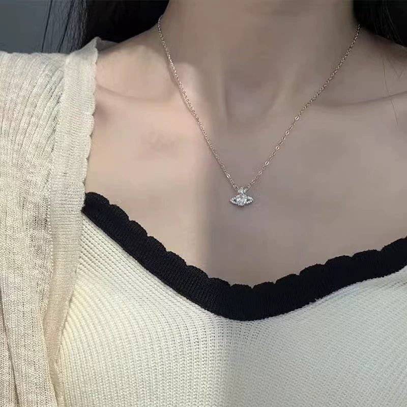 Wholesale Necklace 925 Sterling Silver Heart Shape With Saturn Planet Design For Women - Image 4