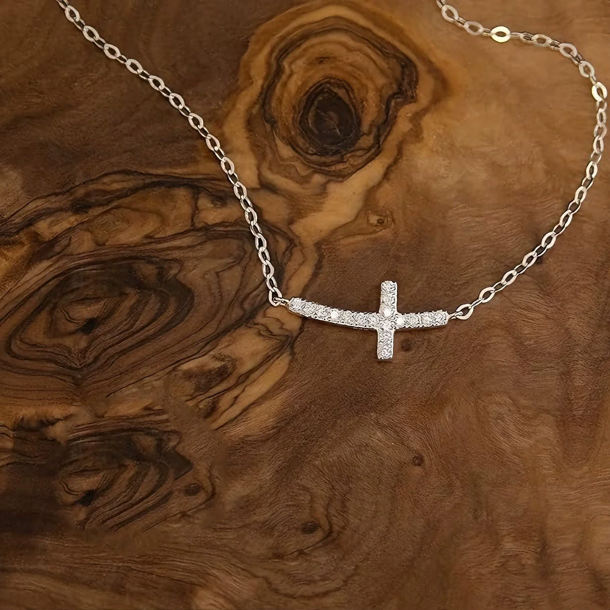 Wholesale Necklace 925 Sterling Silver Horizontal Cross Inlaid Zircon Geometric Style For Women