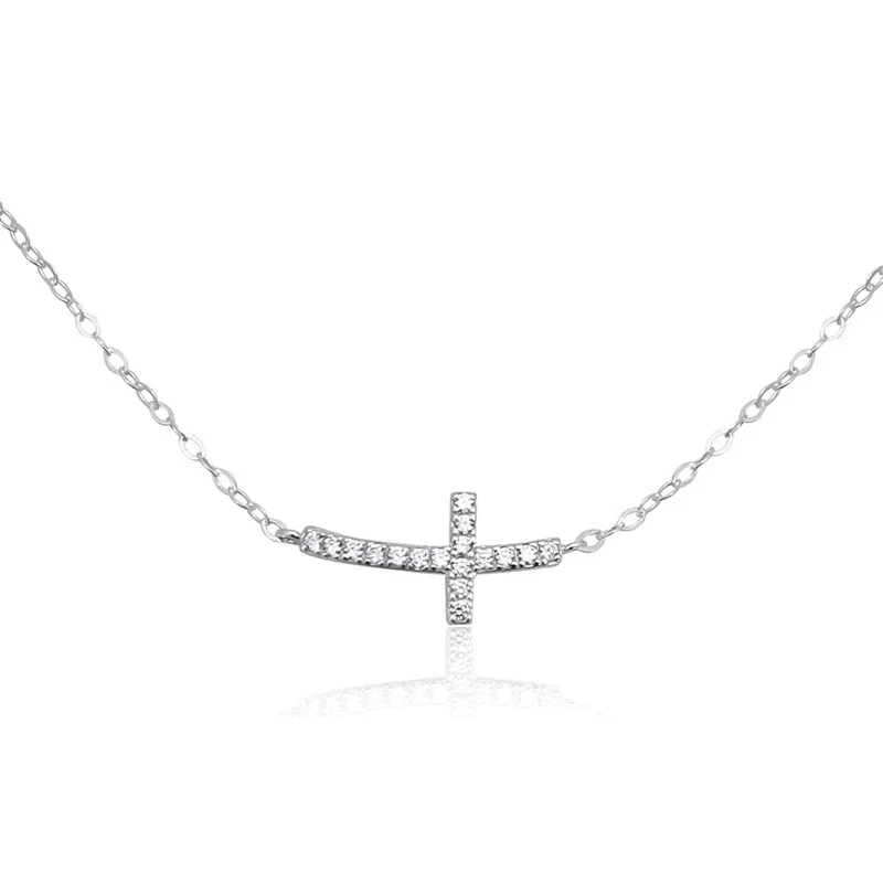 Wholesale Necklace 925 Sterling Silver Horizontal Cross Inlaid Zircon Geometric Style For Women - Image 7