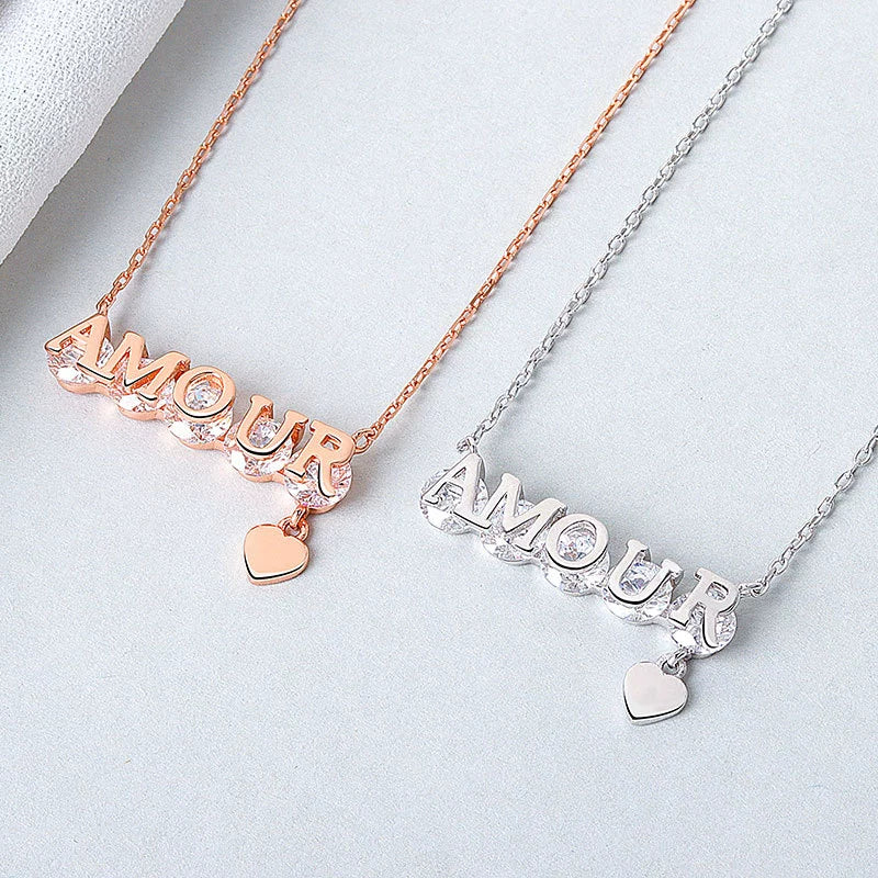 Wholesale Necklace 925 Sterling Silver Letter Pendant Electroplating For Female And Couple