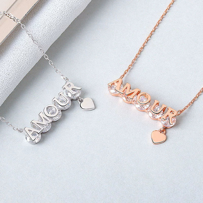 Wholesale Necklace 925 Sterling Silver Letter Pendant Electroplating For Female And Couple - Image 3