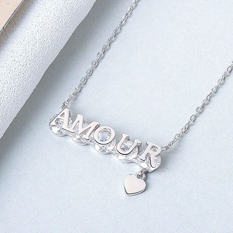 Wholesale Necklace 925 Sterling Silver Letter Pendant Electroplating For Female And Couple - Image 6