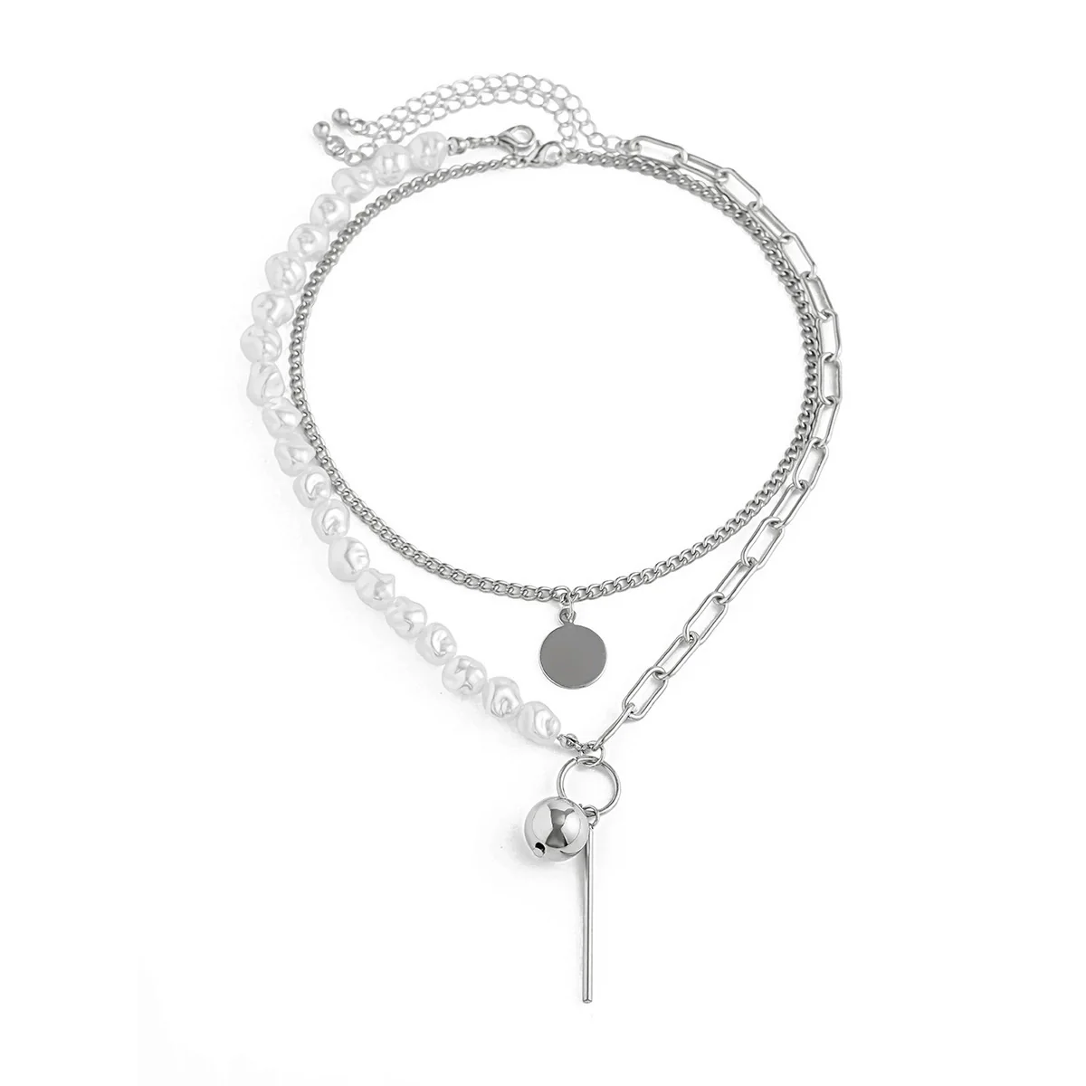 Wholesale Necklace Alloy Geometric Imitation Pearl Multilayer Stacked Electroplating For Women - Image 5