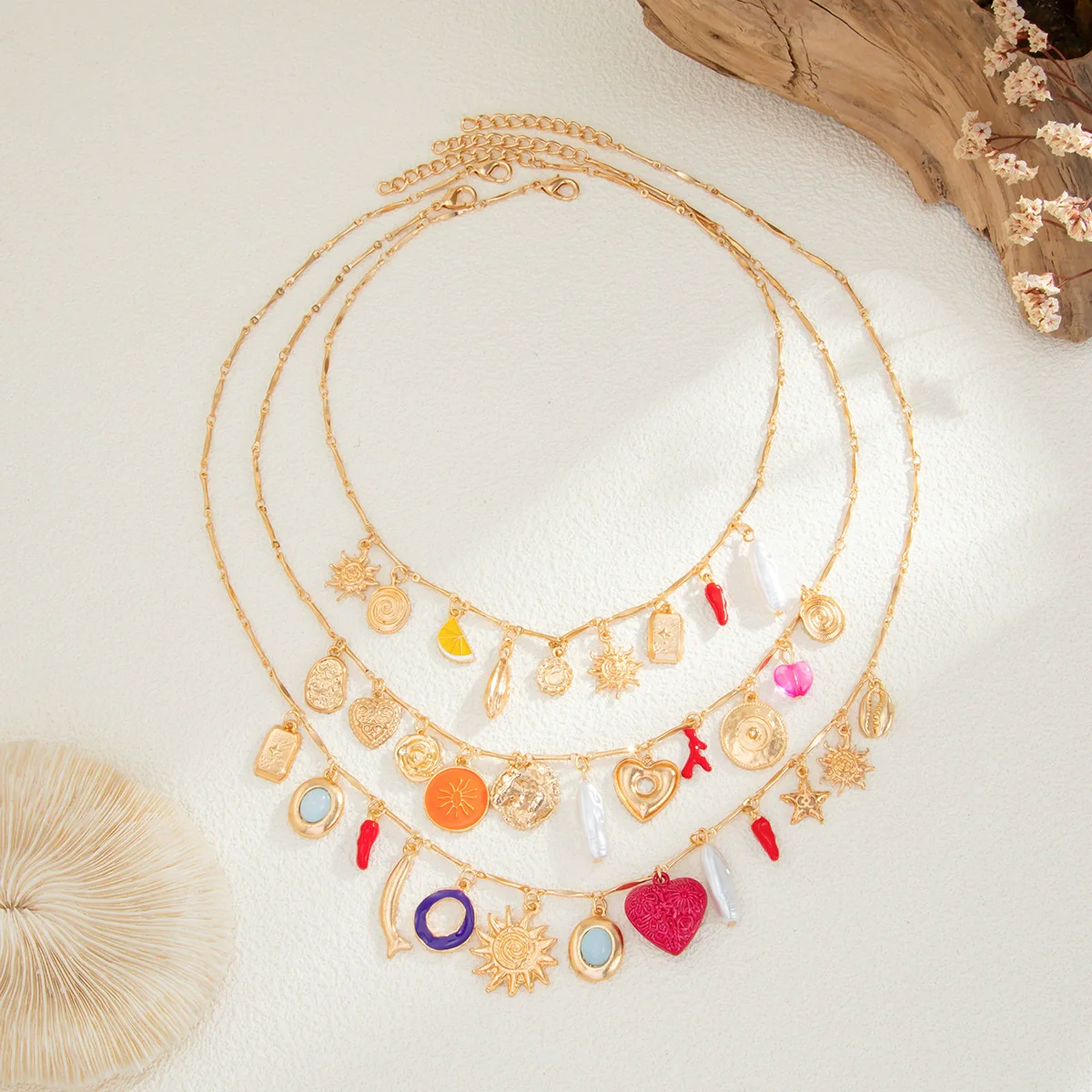 Wholesale Necklace Alloy Imitation Pearl Iron Chain Acrylic Turquoise Heart Shape Flower Drop Shape Geometric Electroplating - Image 4