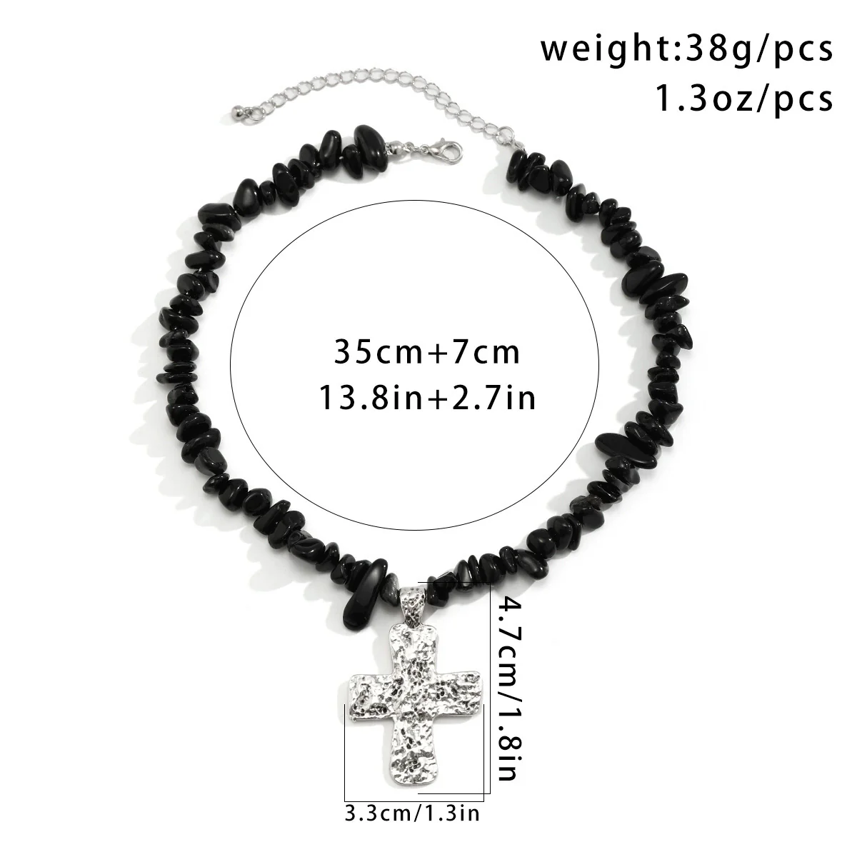 Wholesale Necklace Alloy Retro Geometric Style Electroplated Natural Stone Cross - Image 7