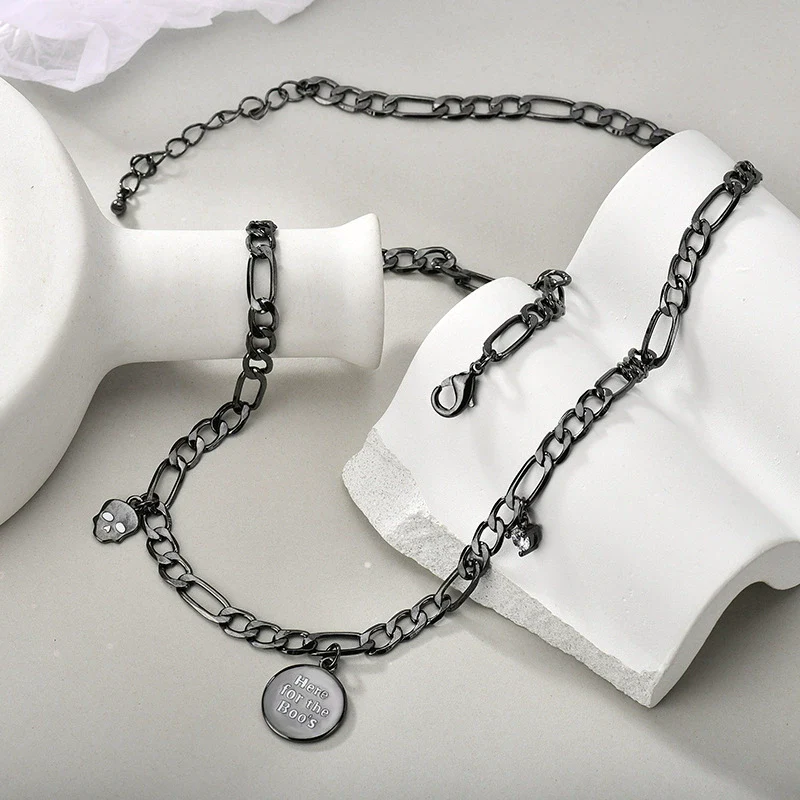 Wholesale Necklace Copper Geometric Skull Punk Style Electroplated For Women Ochain - Image 4