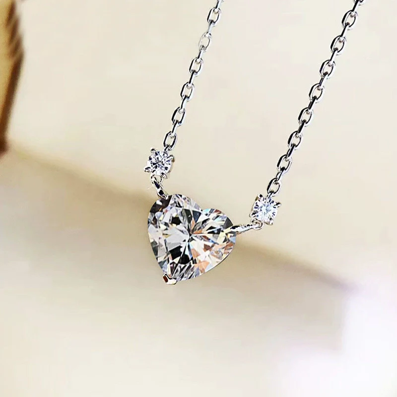 Wholesale Necklace Copper Heart Shape Pink Zircon Pendant Ochain For Women - Image 4