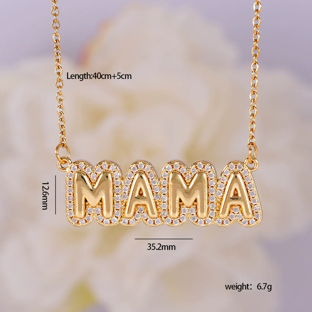 Wholesale Necklace Copper Light Luxury Style English Letter Pendant O Word Chain Mixed Gemstone Setting Electroplating For Women - Image 8
