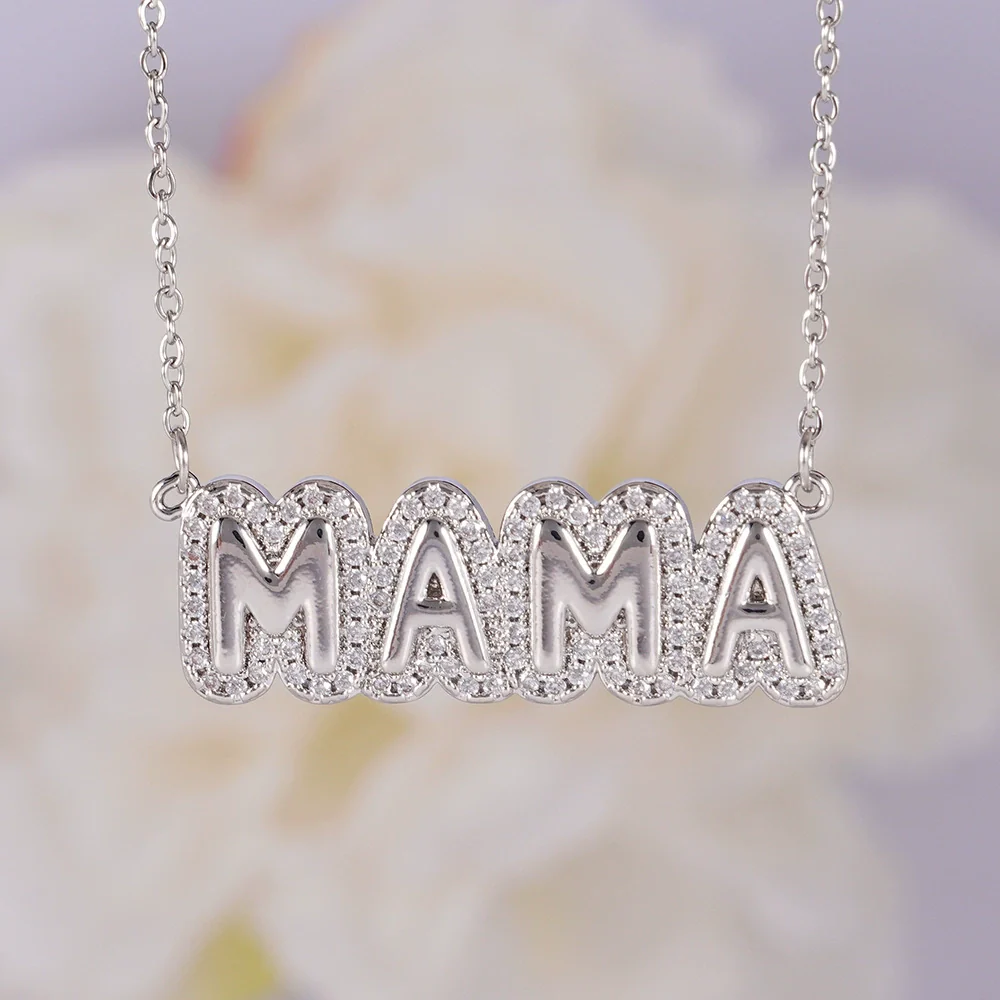 Wholesale Necklace Copper Light Luxury Style English Letter Pendant O Word Chain Mixed Gemstone Setting Electroplating For Women - Image 9