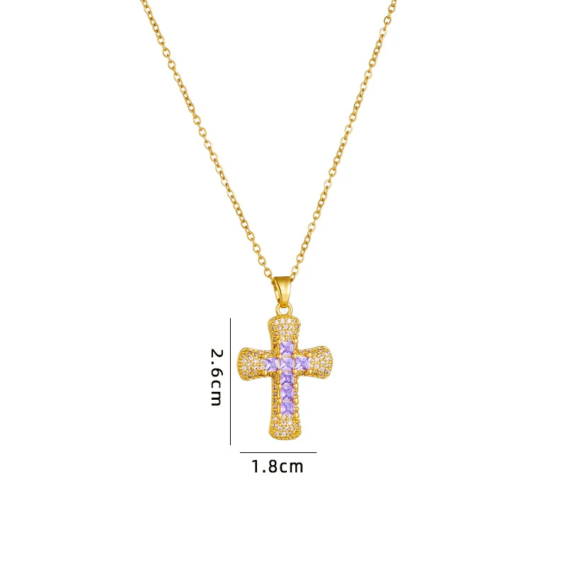 Wholesale Necklace Copper Mixed Gem Inlay Geometric Electroplating Ochain Pendant For Women - Image 10