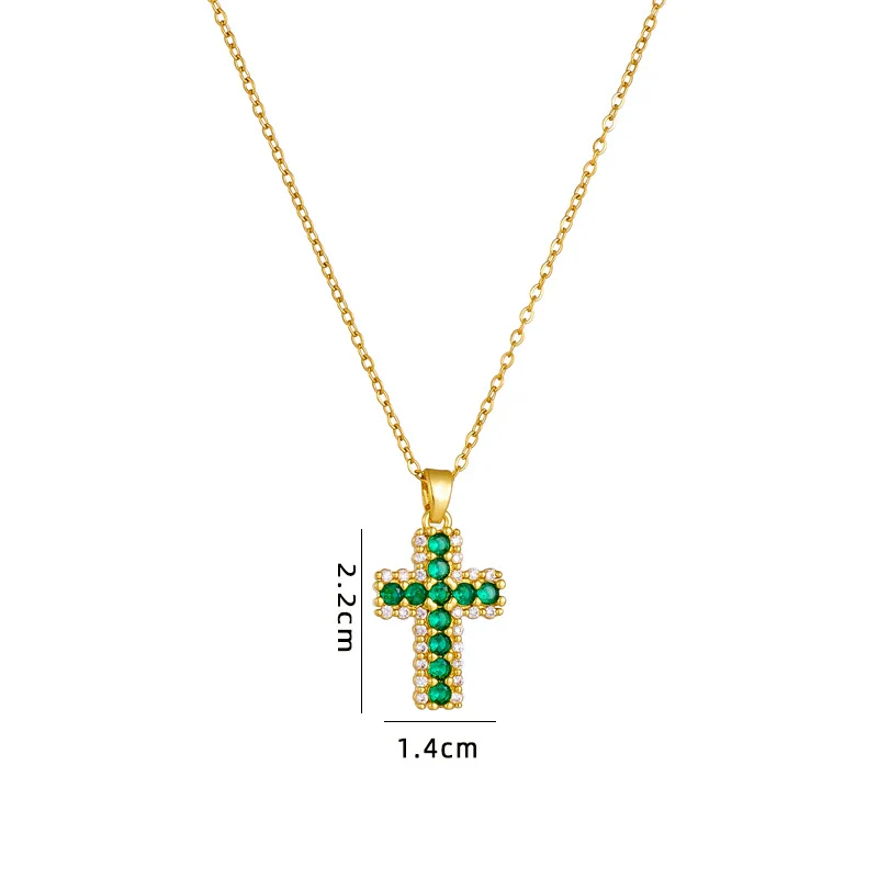 Wholesale Necklace Copper Mixed Gem Inlay Geometric Electroplating Ochain Pendant For Women - Image 11