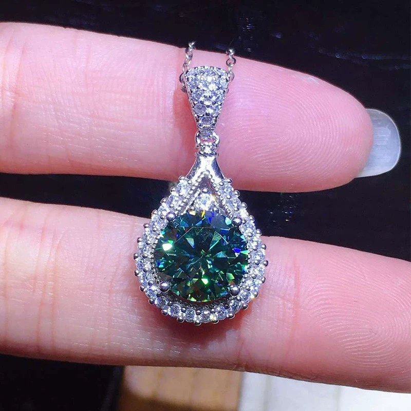 Wholesale Necklace Copper Mixed Gem Inlay Geometric Water Drop Pendant For Women - Image 2