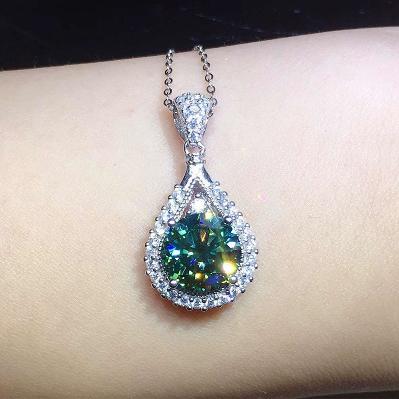 Wholesale Necklace Copper Mixed Gem Inlay Geometric Water Drop Pendant For Women - Image 5