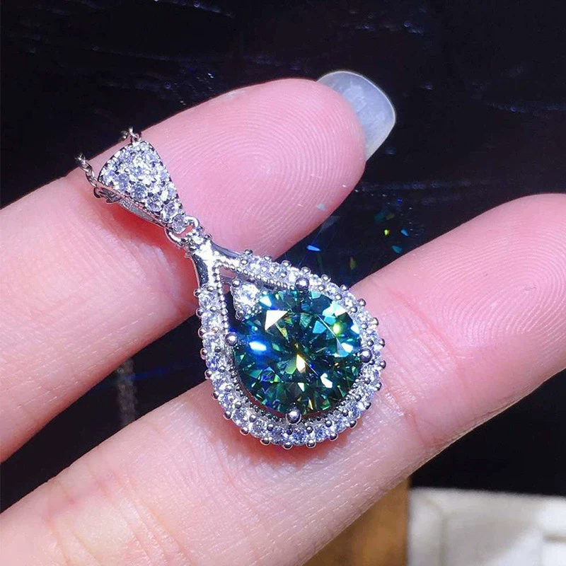 Wholesale Necklace Copper Mixed Gem Inlay Geometric Water Drop Pendant For Women - Image 6