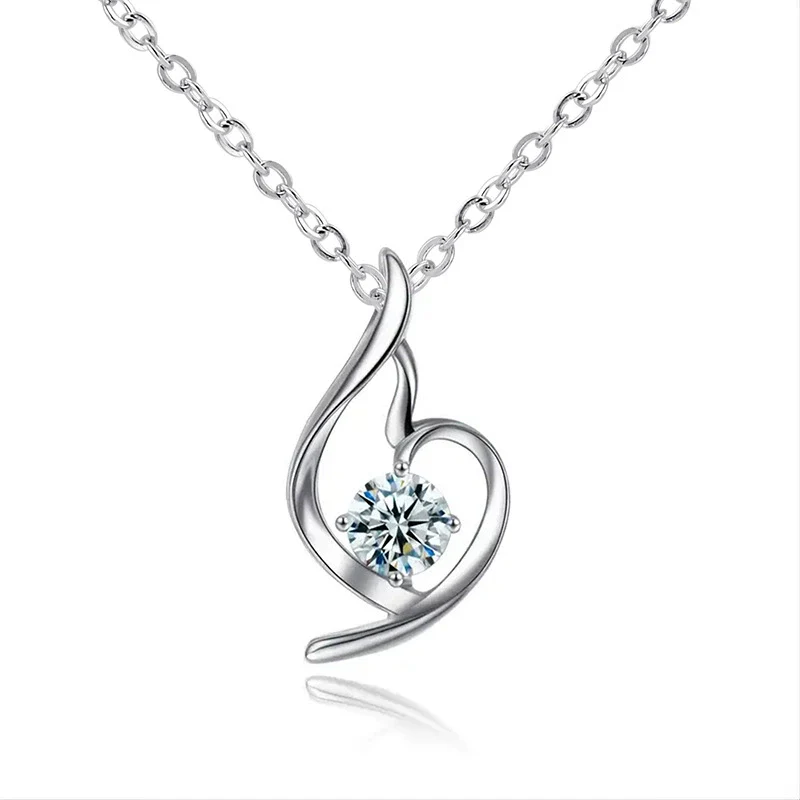 Wholesale Necklace Copper Ochain Heart Shape Inlaid Zircon For Women