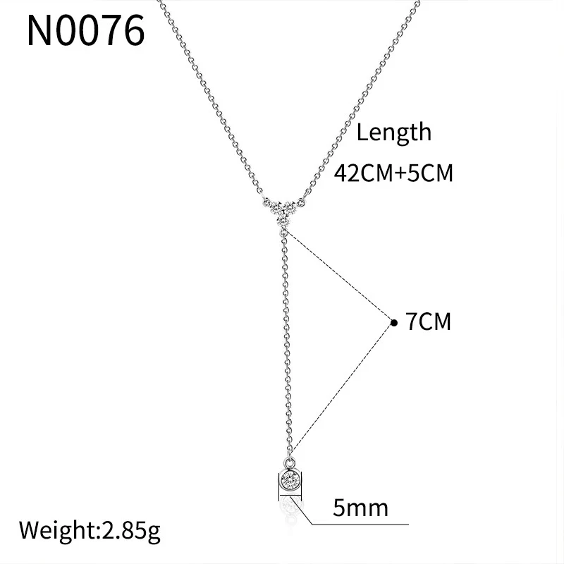 Wholesale Necklace Copper Plated With Real Gold Geometric Style Inlaid Zircon Tassel Pendant For Women - Image 7