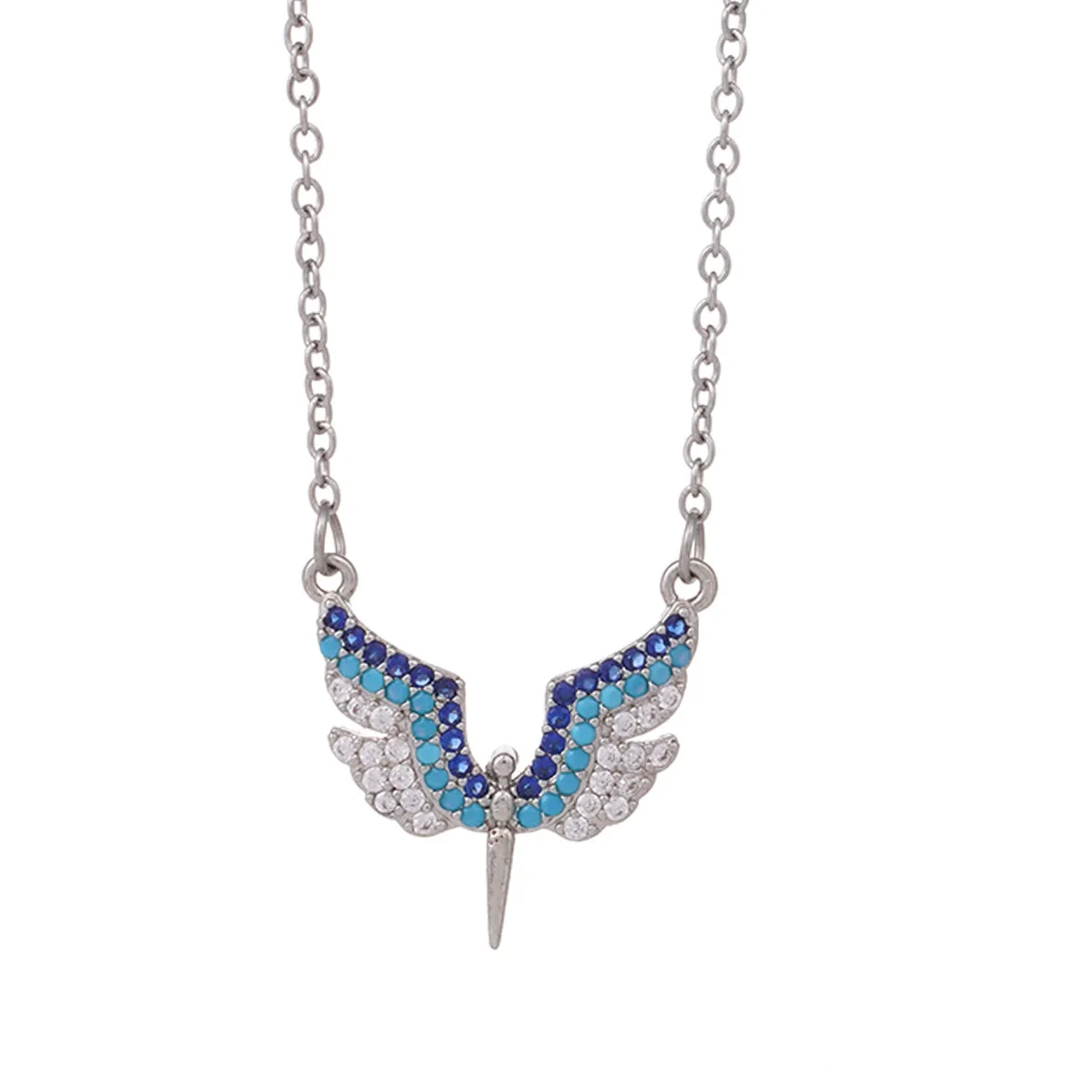 Wholesale Necklace Copper Titanium Steel Geometric Angel Wings Love Creative Light Luxury Electroplating Mixed Gemstone Inlay For Women - Image 5